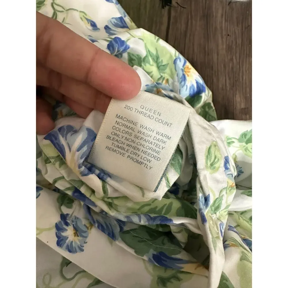 Vintage Lands End Coming Home Morning Glory Floral Garden Duvet Set Queen USA
